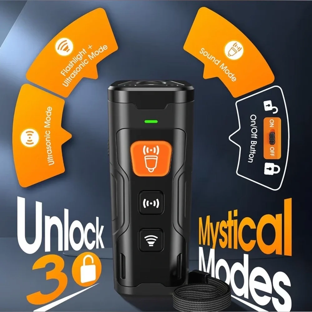 Ultrasonic Dog Deterrent Trainer with LED Light - Black